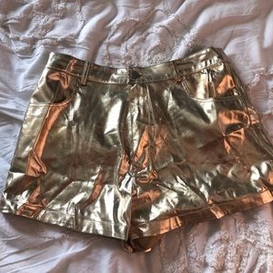 Pleather gold shorts